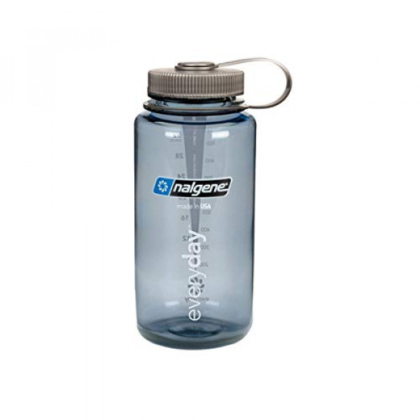 Nalgene Tritan Botella de agua de boca ancha sin BPA, 32 oz, gris con gris