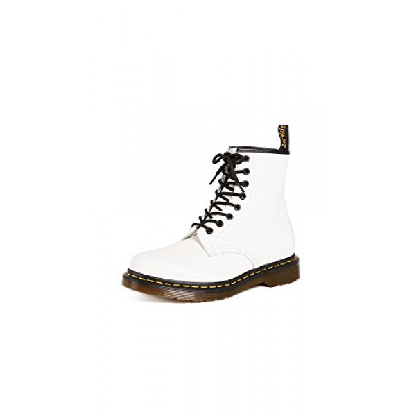 Dr. Martens, Bota unisex 1460 con 8 ojales, blanco liso, 7 mujeres de EE. UU. / 6 hombres de EE. UU.