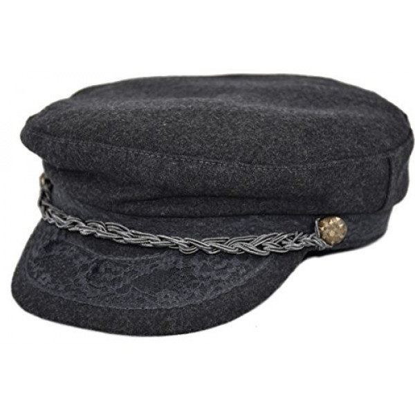 Deewang Gorro de pescador griego de lana para hombre Newsboy Fiddler Sailor Cap (carbón, pequeño / mediano)