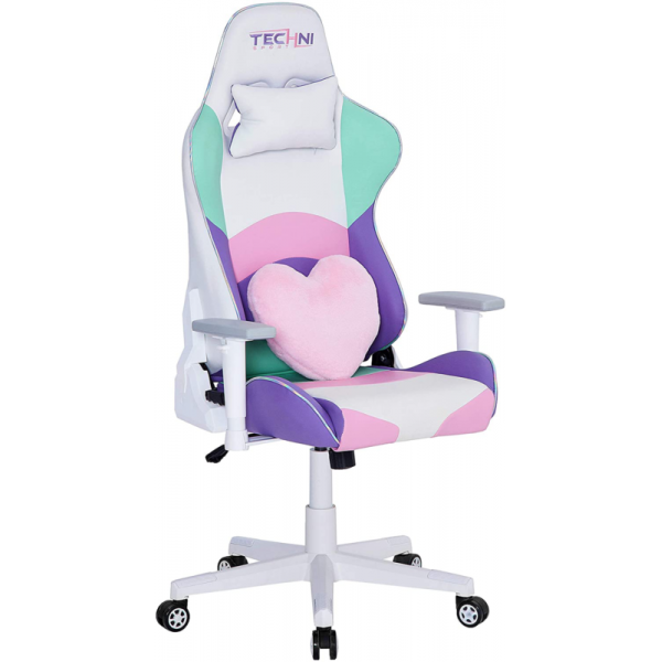 Silla para juegos Techni Sport para PC con asiento de espuma y brazos acolchados, silla reclinable con