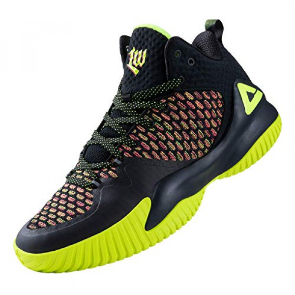 PEAK High Top Zapatillas de baloncesto para hombre Lou Williams Streetball Master Zapatillas de deporte transpirables antideslizantes para exteriores Zapatillas de entrenamiento con amortiguación para fitness Amarillo fluorescente