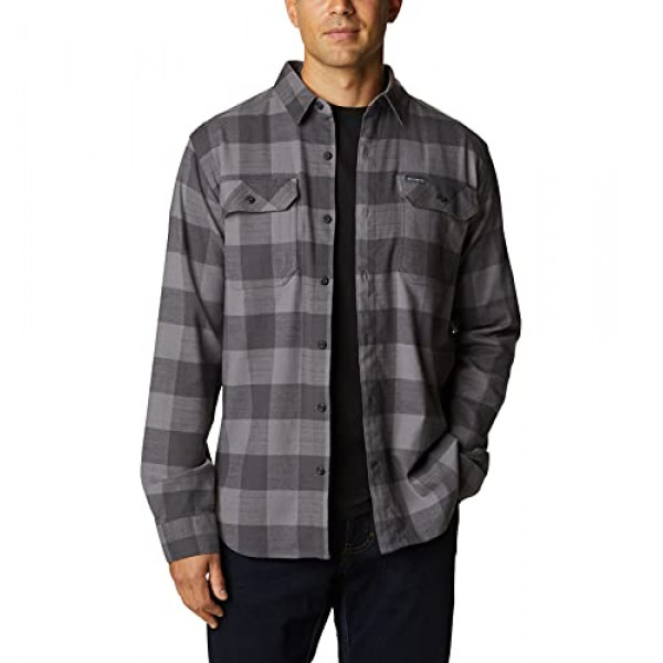 Columbia Flare Gun - Franela elástica para hombre, color gris urbano, a cuadros de búfalo, de sarga, mediano