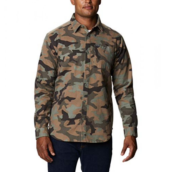 Columbia Hombre Outdoor Elements Printed Franela, Cypress Camo, Medium