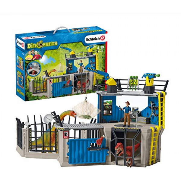 SCHLEICH Toy Dinosaur Research Station - Juego de 33 piezas para niños de 4 a 12 años