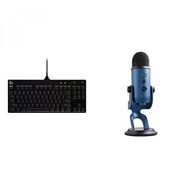 Teclado mecánico para juegos Logitech G PRO con micrófono USB azul Yeti, azul medianoche