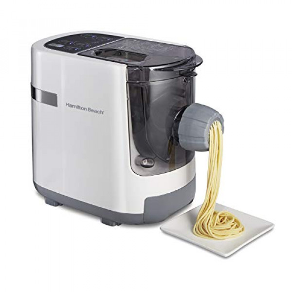 Hamilton Beach Máquina eléctrica para pasta y fideos, automática, 7 formas diferentes, color blanco (86650)
