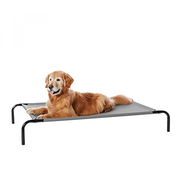 Cama elevada para mascotas Amazon Basics, grande (51 x 31 x 8 pulgadas), gris