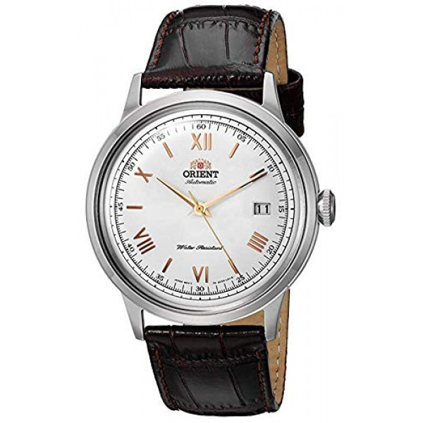 Orient Men's 2nd Gen. Bambino Ver. 2 Reloj japonés automático de acero inoxidable con correa de cuero, marrón, 21 (Modelo: FAC00008W0)