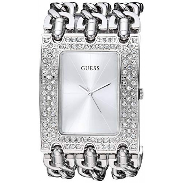 GUESS Reloj de cuarzo de acero inoxidable para mujer con correa de acero inoxidable, plateado, 46 ​​(Modelo: U1275L1)