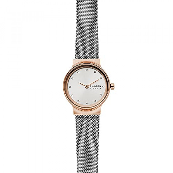 Reloj de cuarzo Skagen Freja para mujer con correa de malla de acero inoxidable, plateado, 12 (Modelo: SKW2716)
