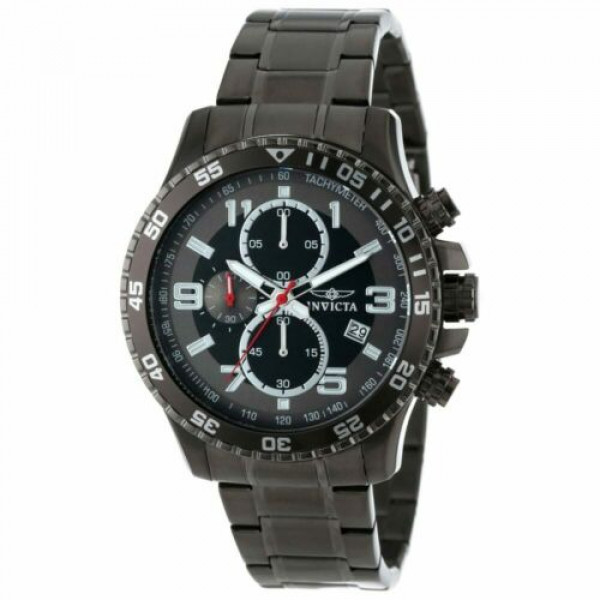 Invicta Reloj para hombre Specialty Black Dial Gunmetal IP Steel Brazalete Chrono 14879