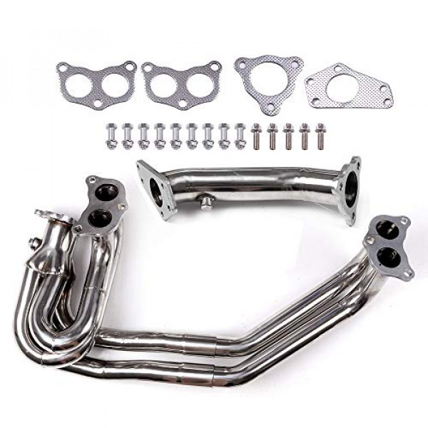 Kit de colector de escape de acero inoxidable cciyu compatible con 2002-2007 para Subaru Impreza