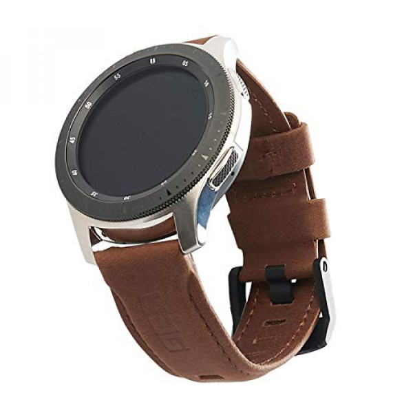 URBAN ARMOR GEAR UAG Compatible con la correa de reloj Samsung Galaxy 42 mm / Galaxy Watch3 41 mm / Galaxy Active 1 y 2 / Gear Sport, se adapta a la mayoría de las orejetas de reloj de 20 mm, correa de reloj de repuesto de cuero italiano, cuero marrón