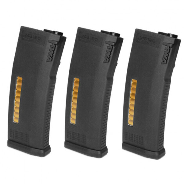 KWA MS120 120rd KM4 / M4 AEG Airsoft Rifle Mid-Cap Magazine 3 Pack 197-04300