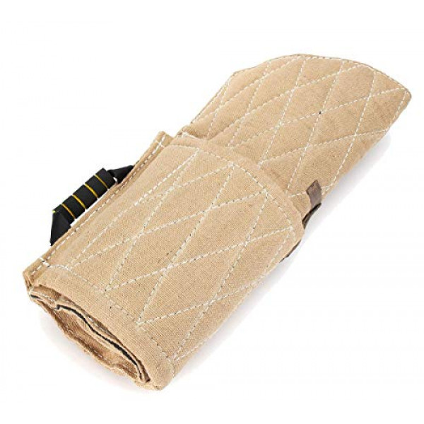 Morezi - Protección de entrenamiento con mangas para mordeduras de perro, se adapta a ambas mangas, juguete de tracción para entrenamiento de perros pequeños, amarillo