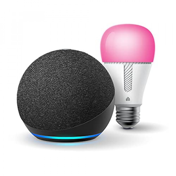 Echo Dot (4ª generación) | Altavoz inteligente con Alexa | Carbón con bombilla de color TP-Link