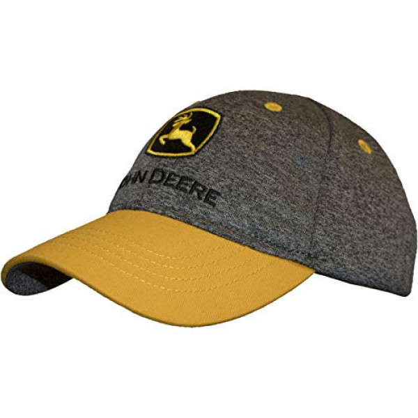 Construcción de gorra de béisbol con marca registrada John Deere para bebé, gris jaspeado, para niños pequeños