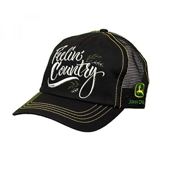 Gorra John Deere de 5 paneles de sarga y malla, Unstruct-Black-Os