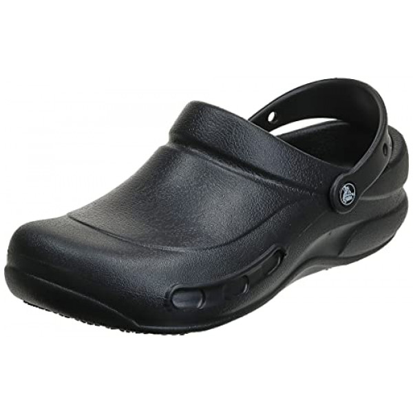 Crocs Bistro unisex adulto para hombres y mujeres | Zapatos de trabajo antideslizantes Zueco, negro, 12 mujeres 10 hombres EE. UU.