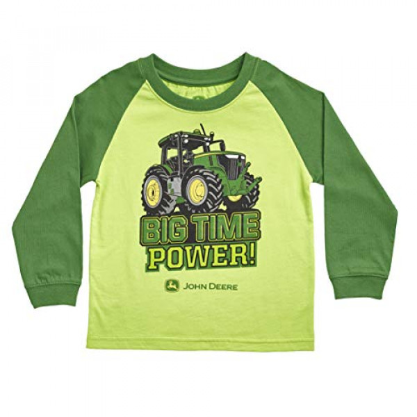 Camiseta de manga larga para niños pequeños John Deere, verde lima, 3T