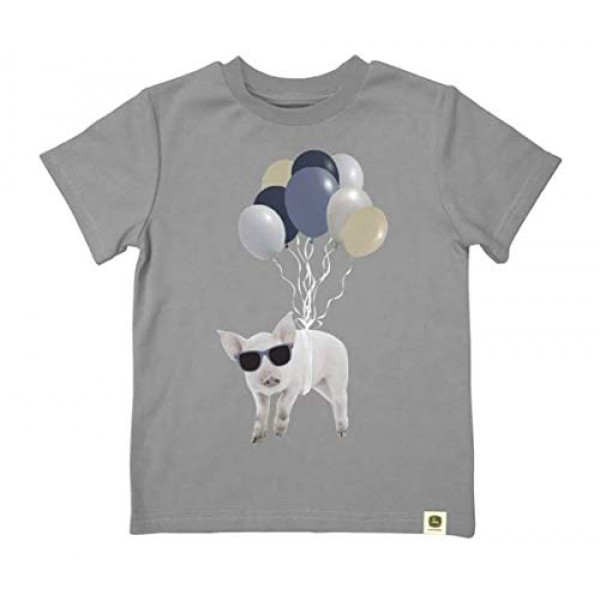 John Deere Do Good Today Baby Infant Pig and Balloons Camiseta de manga corta-Oxford-12M