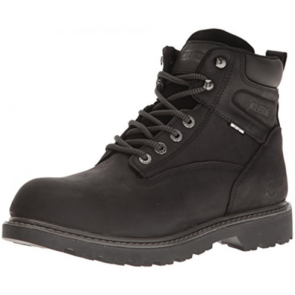 WOLVERINE Bota de trabajo con punta suave impermeable para hombre Floorhand de 6 , color negro, 8.5 US