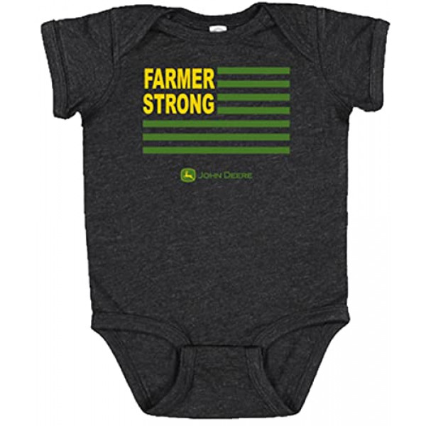 John Deere Farmer Strong Flag gris oscuro Body de una pieza Tallas 6 12 18 meses (6 meses)