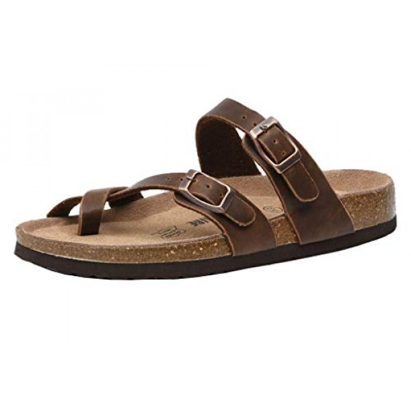 Sandalia Cushionaire Luna Cork para mujer con plantilla + Comfort, BROWN OILY 9