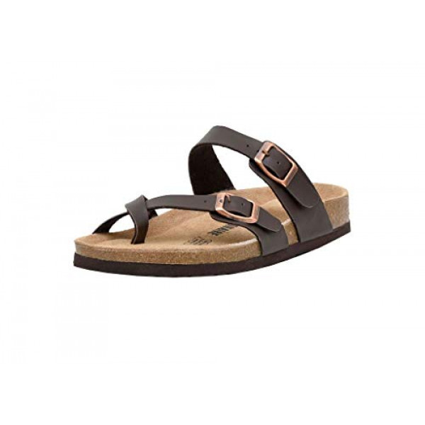 Sandalia Cushionaire Luna Cork para mujer con plantilla + Comfort, BROWN NAPPA, 9