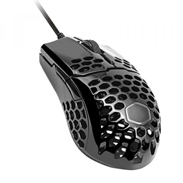 Cooler Master MM710 Ratón para juegos negro brillante con carcasa de nido de abeja liviana, cable Ultraweave, sensor óptico de 16000 DPI