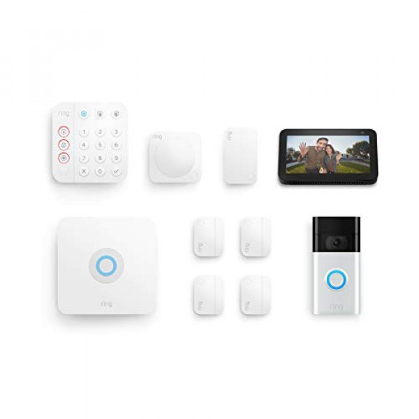 Ring Alarm Kit de 8 piezas (2.a generación) con Ring Video Doorbell (versión 2020) y Echo Show 5 (1.a generación)