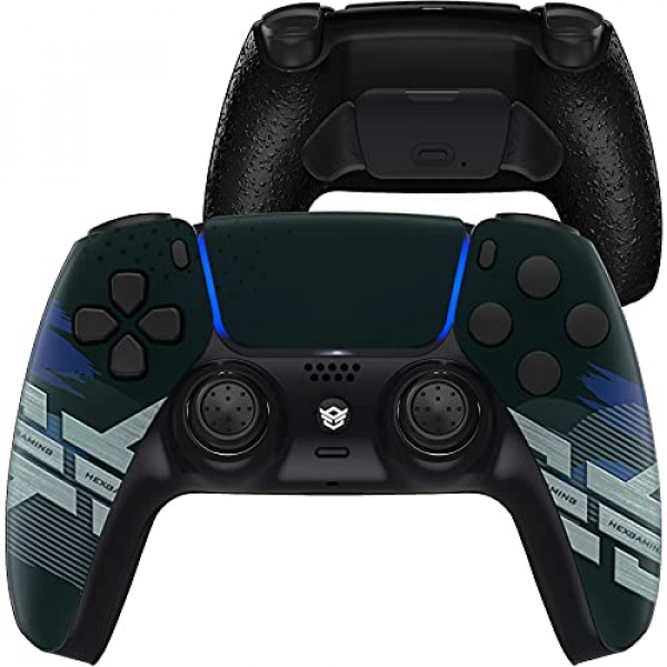 HexGaming Rival Controller 2 paletas asignables y pulgares intercambiables y gatillo de pelo para controlador PS5 personalizado PC Wireless FPS Esport Gamepad - Zero Plan