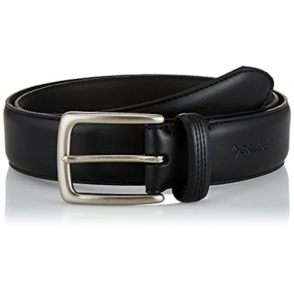 Columbia Trinity Logo Belt-Vestido casual con hebilla de una sola punta para jeans Khakis, Negro, 38