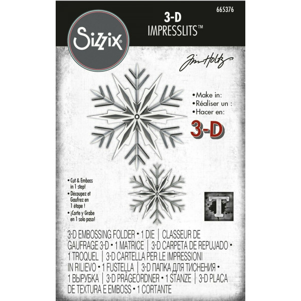 Sizzix Impresslits 3-D Snowflake 2pc set # 665376 Minorista $ 13.99 diseño Tim Holtz
