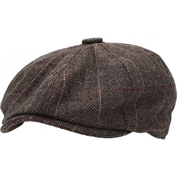 KBW-310 BRN L / XL Ascot Ivy Button Newsboy Hat Sombrero de mezcla de lana Applejack