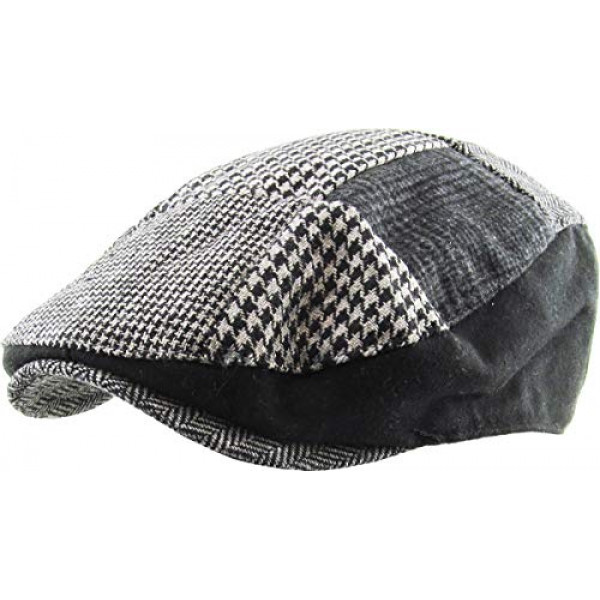 KBW-311 BLK L / XL Parche a cuadros Ascot Ivy Sombrero de vendedor de periódicos Mezcla de lana
