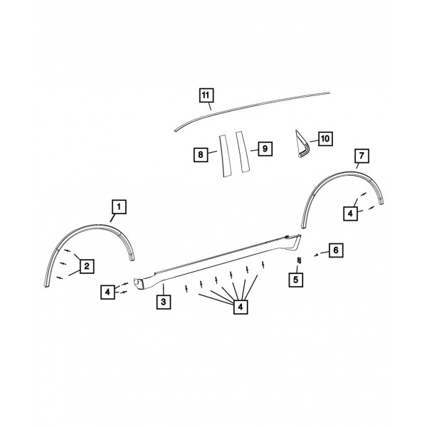 Genuine MOPAR Wheel Flare Moldura Izquierda 57010621AE