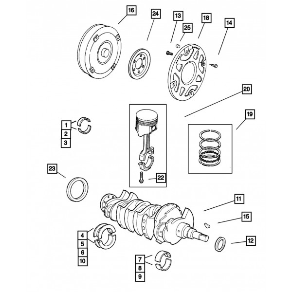 Paquete de cojinetes de empuje de cigüeñal genuino Mopar 4856734AB