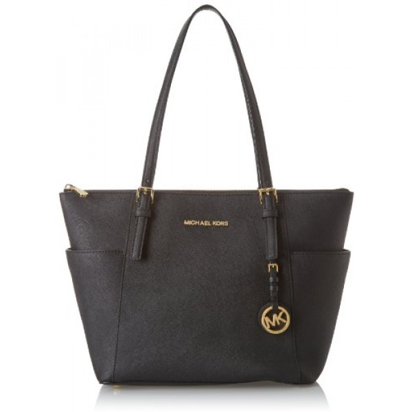 MICHAEL Michael Kors Jet Set para mujer Artículo East / West Trapeze Tote-Black, Talla única