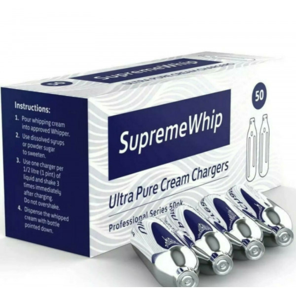 100 cargadores de crema batida suprema - 2 cajas de 50 - ultra puro - envío gratis