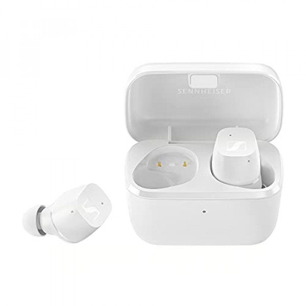 Sennheiser CX True Wireless Earbuds - Auriculares intrauditivos Bluetooth para música y llamadas con cancelación pasiva de ruido, controles táctiles personalizables, refuerzo de graves, IPX4 y duración de la batería de 27 horas, color blanco