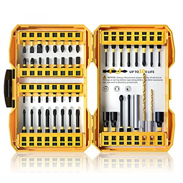 Juego de puntas de destornillador de impacto, Utool, 48 piezas, puntas de destornillador de impacto Ultratorq, juego mixto que incluye 41 puntas de destornillador, 3 destornilladores de tuerca magnéticos de 1 × 1/4 '', 1 × 5/16 '', 1 × 3/8 '' y 1 portapun