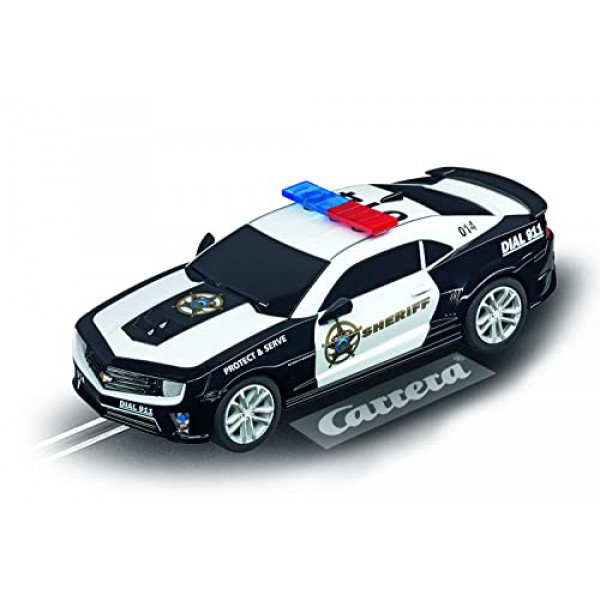 Carrera GO 64031 Chevrolet Camaro ZL1 Sherrif Slot Car Vehículo de carreras, blanco y negro (20064031)