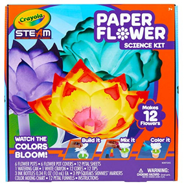 Crayola Paper Flower Science Kit, flores que cambian de color, regalo para niños de 7, 8, 9, 10 años