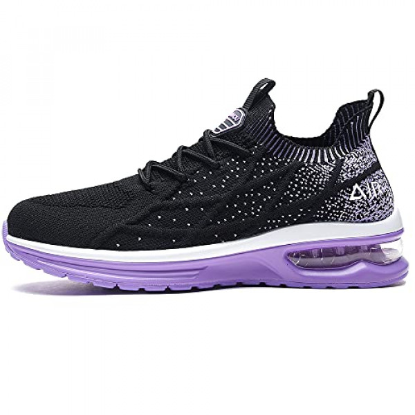 Zapatillas deportivas para correr con aire para mujer Tenis sin cordones para caminar Zapatillas deportivas de moda Morado 10.5 EE. UU.