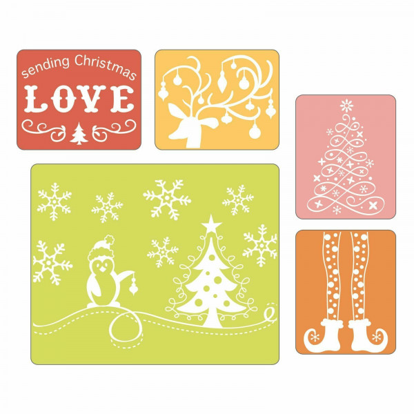 Sizzix Textured Impressions Enviando amor navideño 656985 5 Carpetas en relieve