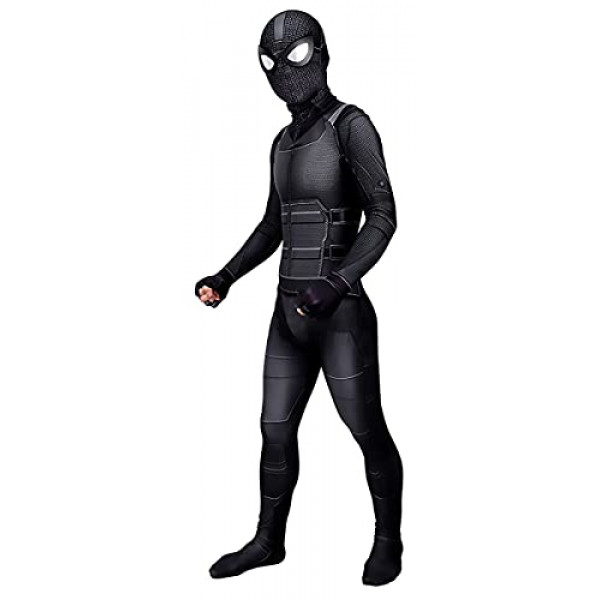 YIEWBL Halloween Spider Boys Disfraz de superhéroe para hombre Cosplay Traje sigiloso Body Zentai Onesies Traje para niños 130, Negro, kids-M (YIEWBL-QXZY-kids-03)