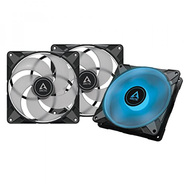 ARCTIC P14 PWM PST RGB 0dB (paquete de 3) - Ventilador de caja, PWM de 140 mm optimizado para presión estática, semi-pasivo: 0-1900 RPM - Negro