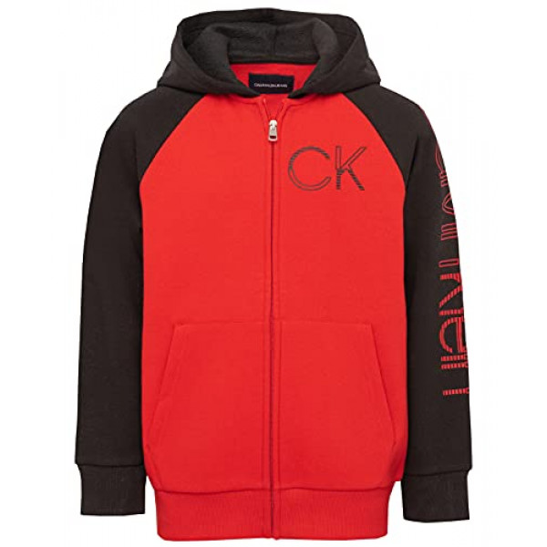 Sudadera con capucha de polar Calvin Klein para niño, FA21Block Racing Red, L14 / 16
