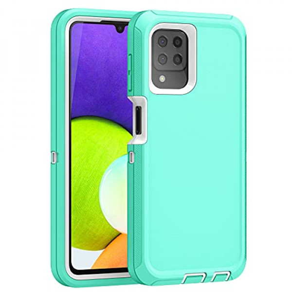 AICase para Samsung A22 4G, resistente, protección contra caídas, cuerpo completo, resistente, a prueba de golpes / polvo, 3 capas, grado militar, resistente, duradera, protectora, para teléfono, para Samsung Galaxy A22 4G (2021)